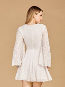 Lara 51121 - Long Bell Sleeve Sequin Bridal Cocktail Dress