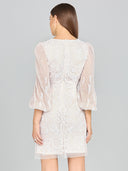 Lara 51130 - V-Neck, Balloon Sleeve Bridal Mini-Dress-Lara-Lara
