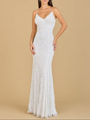 Lara 51138 - Beaded Spaghetti Strap Mermaid Gown-Dress-Lara-0-Ivory-Lara