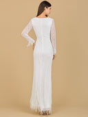 Lara 51139 - Long Sleeve Fringe Bridal Gown-Lara-Lara