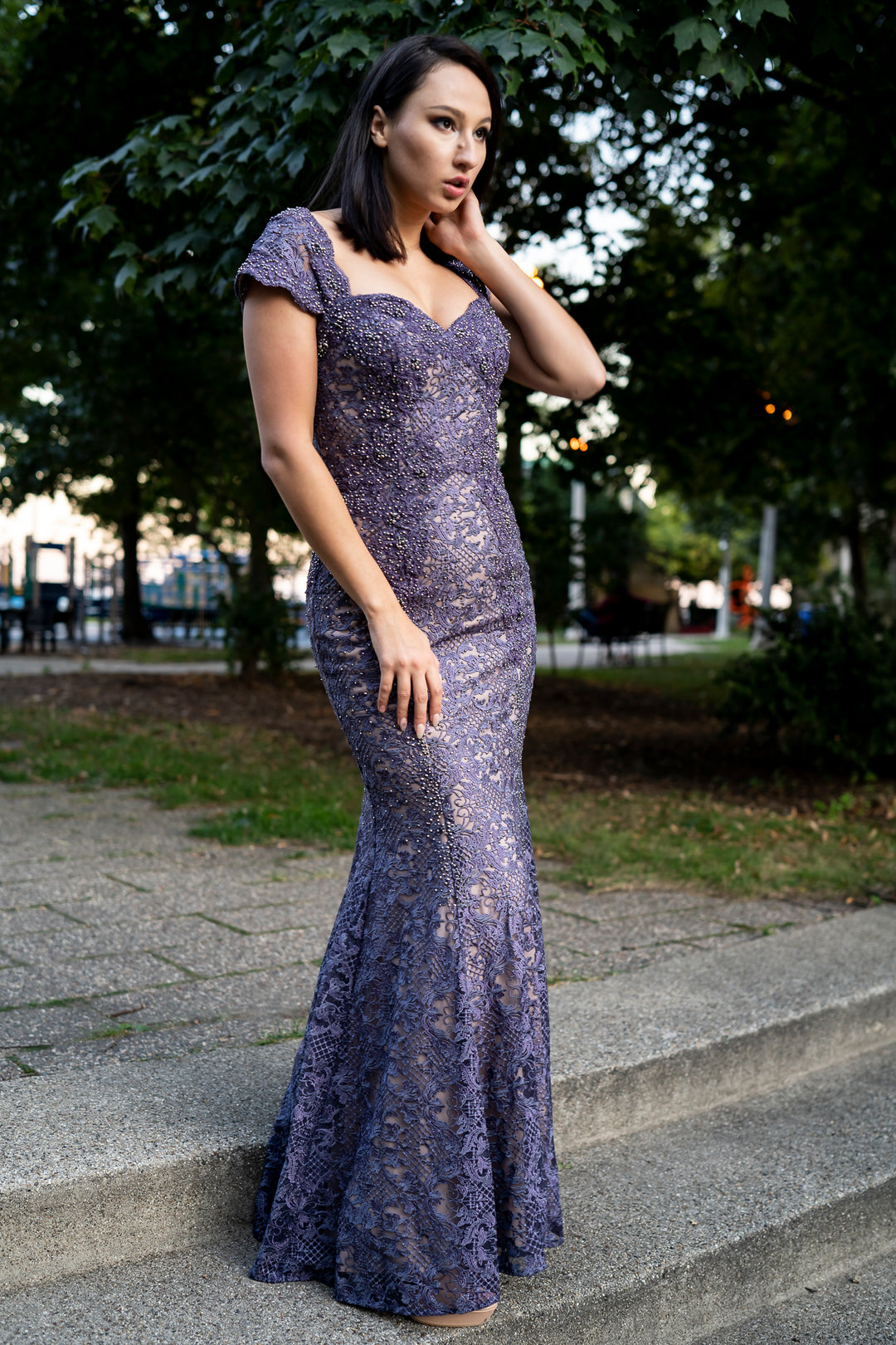 Lara 33491 Fitted Lace Mermaid Gown OUTLET Lara New York