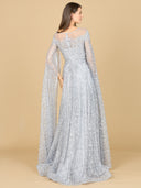 Lara 29454 - Lace Gown with Dramatic Cape Sleeves-Dress-Lara-Lara